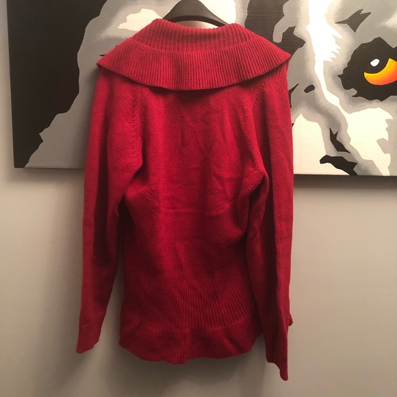 Crimson red XL shawl collar shaped cardigan EUC - Picture 6 of 6